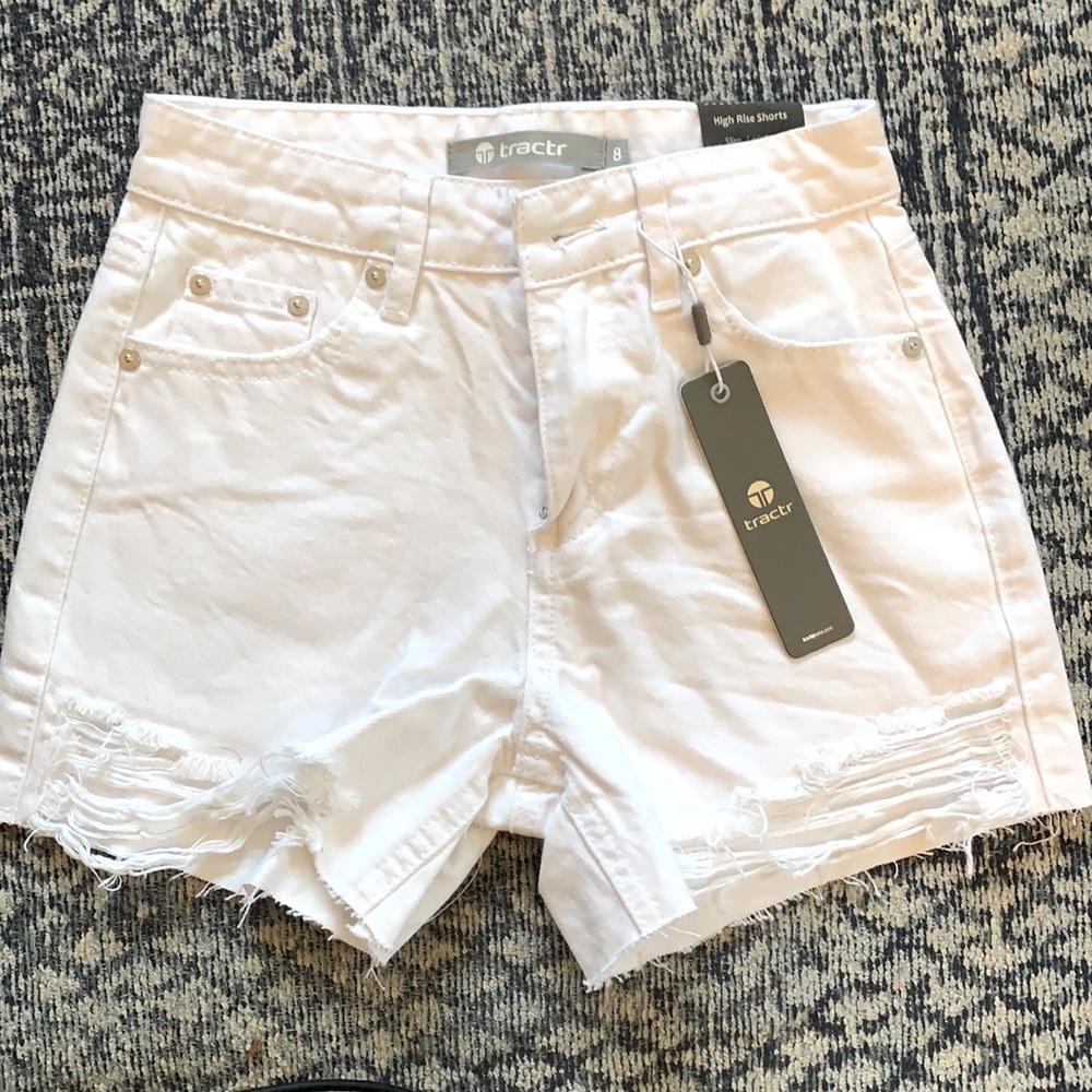 New - tractr Girls white denim shorts size 8